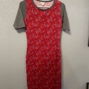 Lularoe Julia Dress- Floral, Contrasting sleeves